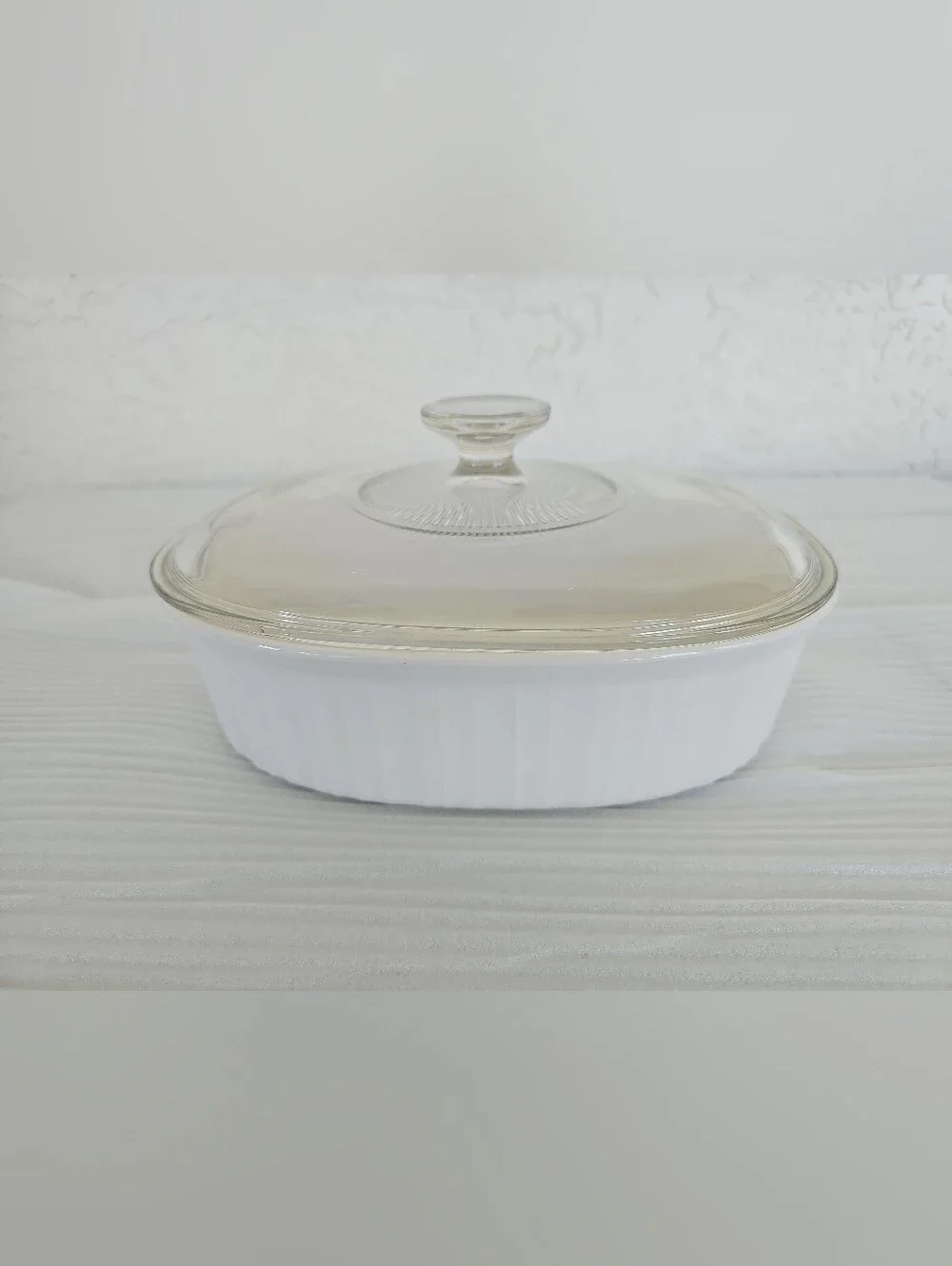 CorningWare French White Casserole Dish Glass Pyrex Lid 1.8 Liter F-12-B USA